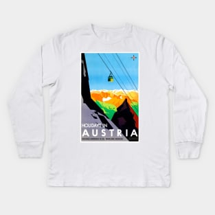 Vintage Travel Poster Holidays in Austria Kids Long Sleeve T-Shirt